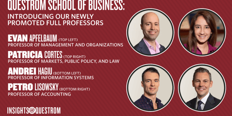 Congratulations to Evan Apfelbaum, Patricia Cortes, Andrei Hagiu, Petro Lisowsky on Their Promotions to Full Professors!