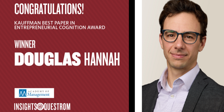 Douglas Hannah Awarded the Kauffman Best Paper in Entrepreneurial Cognition Award